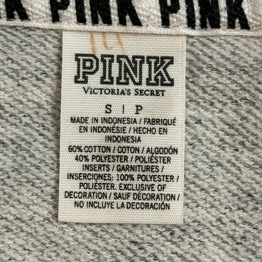 Victorias Secret PINK Half Zip Hoodie Space Dye Grey Purple Logo Small